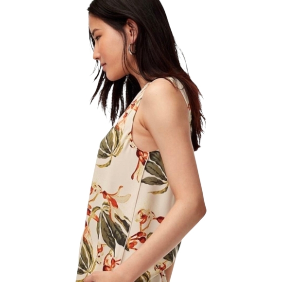 Babaton Floral Tank Top Size Small | Cream Sleeveless Blouse Aritzia - Picture 2 of 10